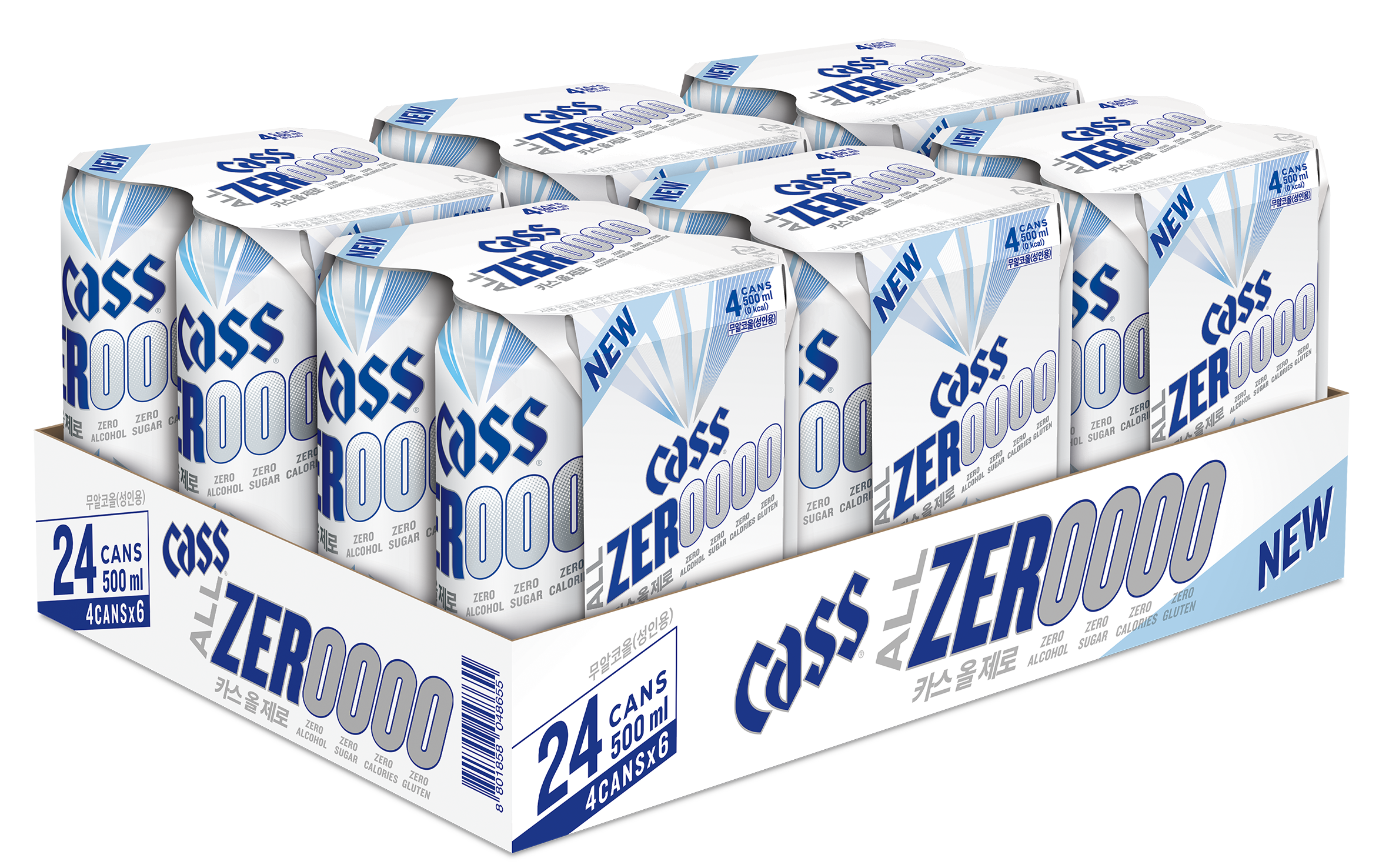 카스 올 제로 500ml 캔 · 대형매장용 4캔 묶음 대표 상품 이미지